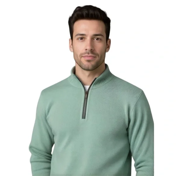 Fairlane Green Navy/White Quarter Zip Sweater XXL - Picture 4 of 7